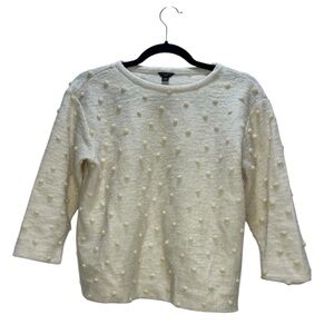Cream Textured Sweater Ann Taylor wool blend - XS PETITE